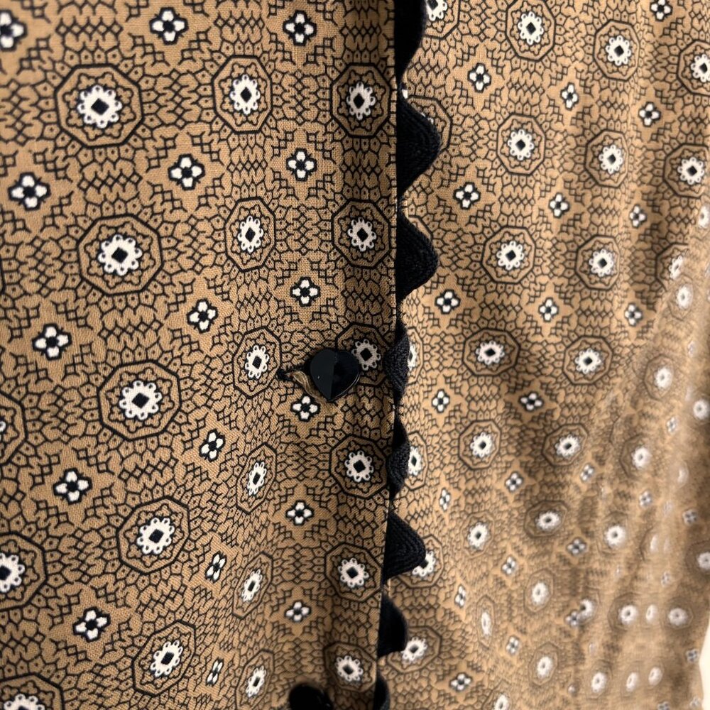 Mode O'Day 1950s Vintage Fit and Flare Midi Dress Brown Calico Print Size S/M - Picture 5 of 10